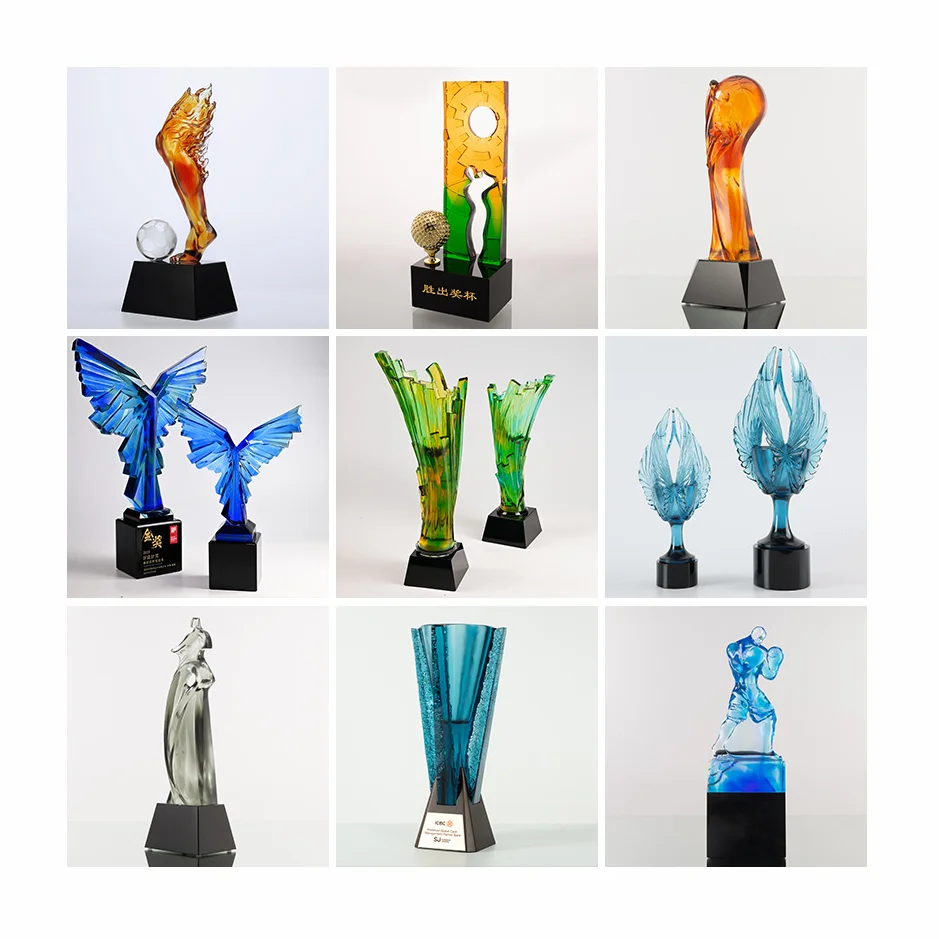 Jadevertu liuli award trophy for sport event award football competition crystal   soccer crystal ball