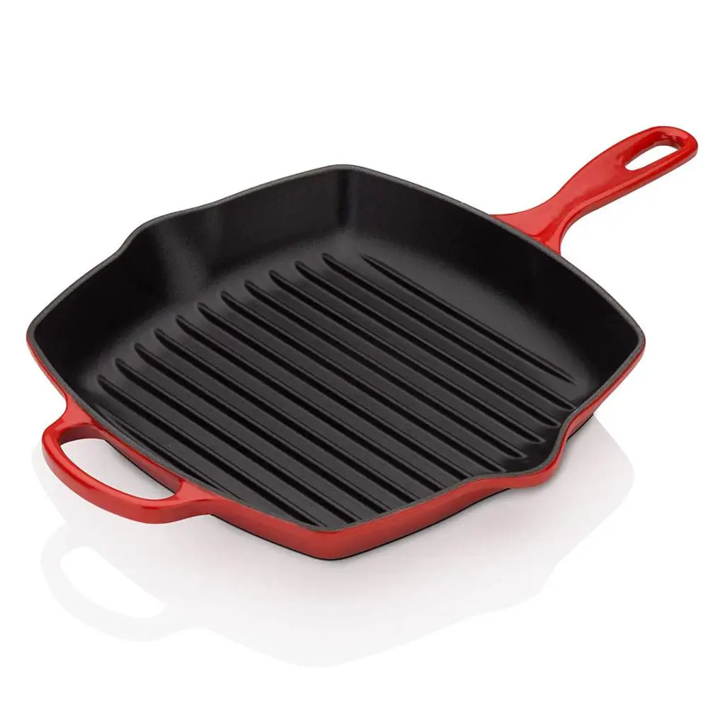 Rectangular Enamel Cast Iron Electric Griddle With Loop Handle