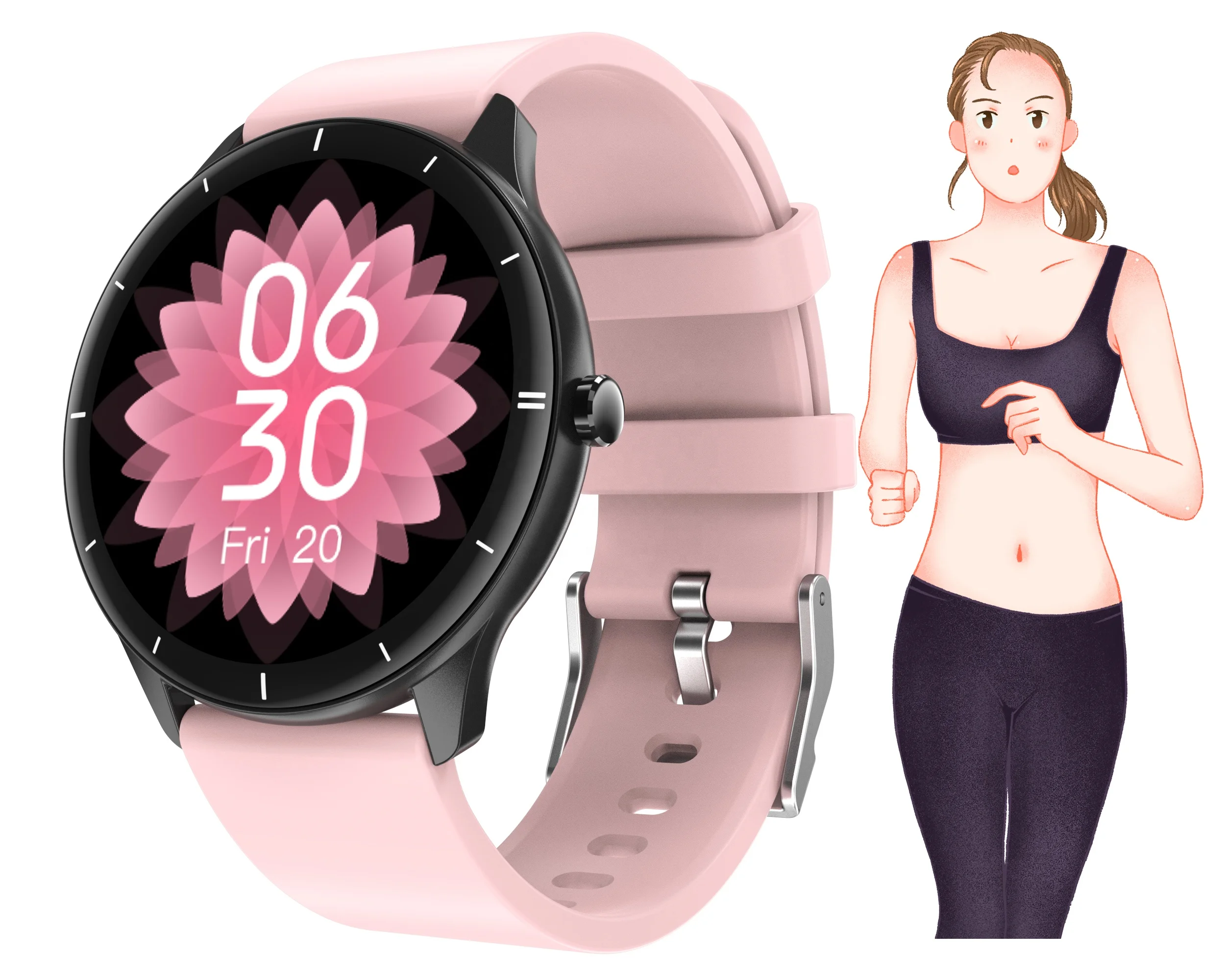 2021 1.28 Inch Body Temperature Fitness Tracker Reloj Watch Heart Rate Monitor Smartwatch Men Women Sports Q21 Smart Watches