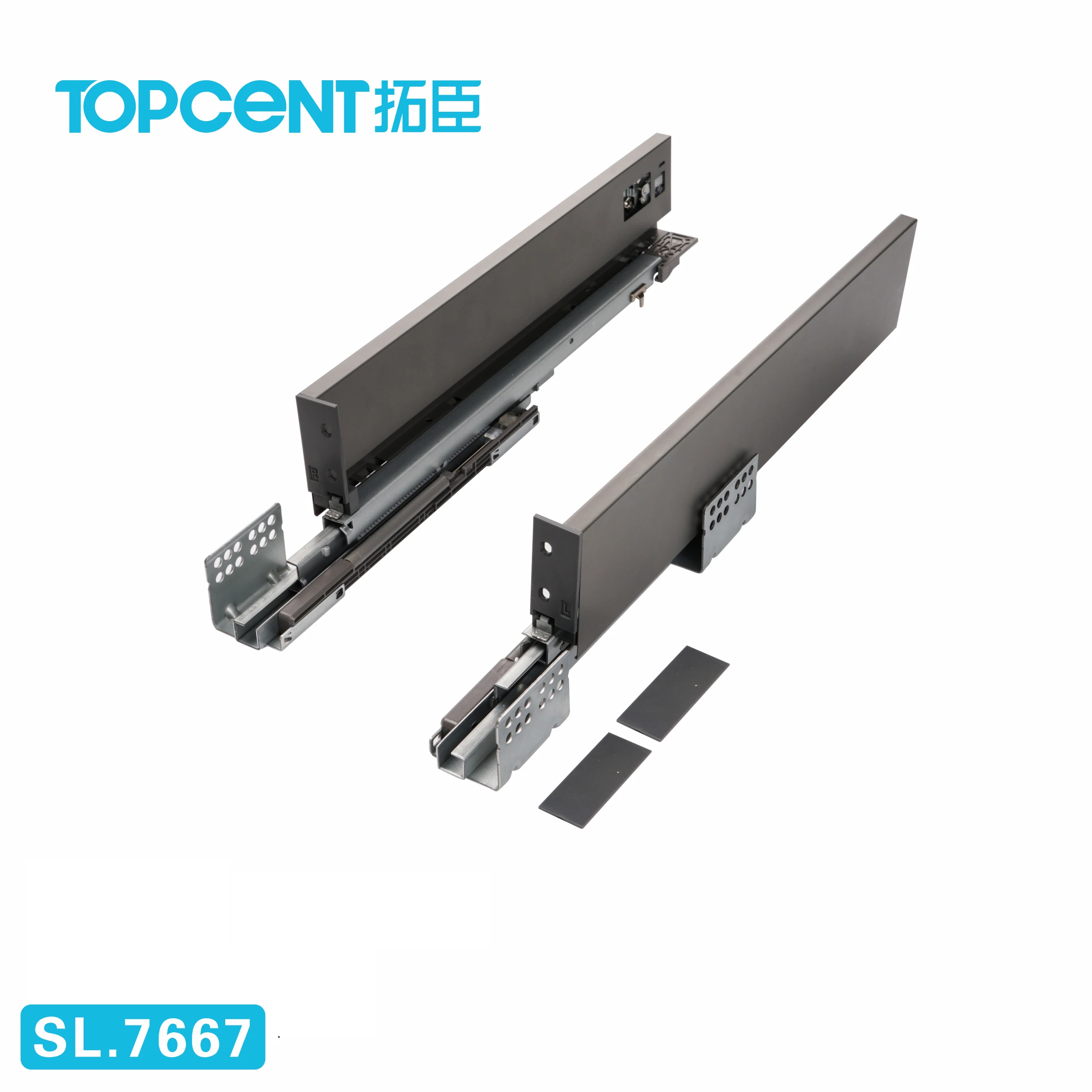 TOPCENT, Тандемная коробка, полностью удлиняющийся мягкий закрывающийся ящик, скользящий металлический ящик с бампером, скользящая роликовая дорожка