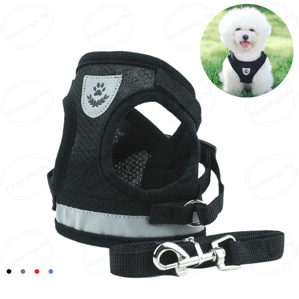 Reflective No Pull Dog Harness Leash Set Soft Mesh Pet Harness for Cat Puppy Walking