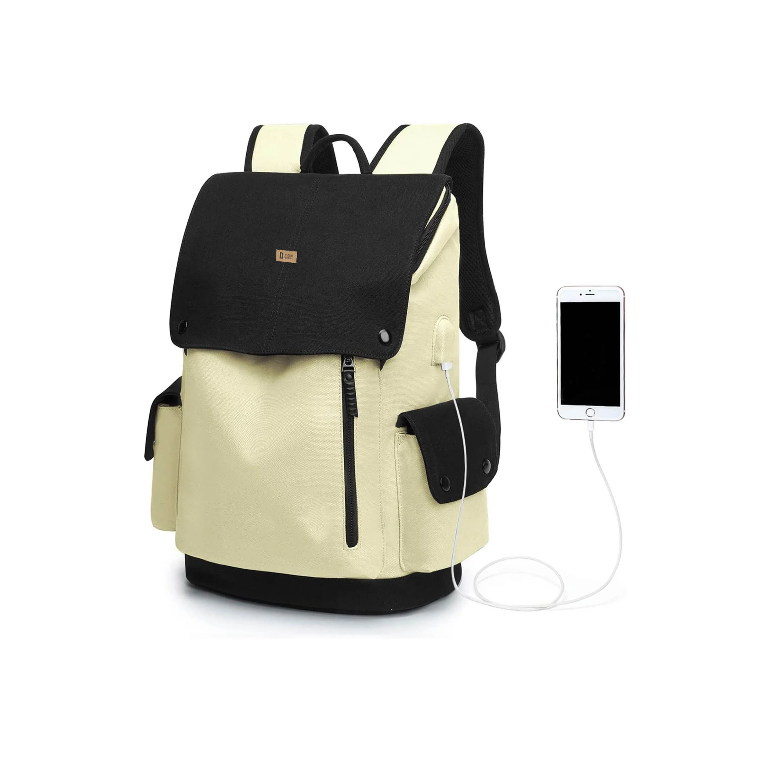 Холщовая дорожная сумка для ноутбука на заказ, водонепроницаемый рюкзак для школы и колледжа с USB-портом для зарядки