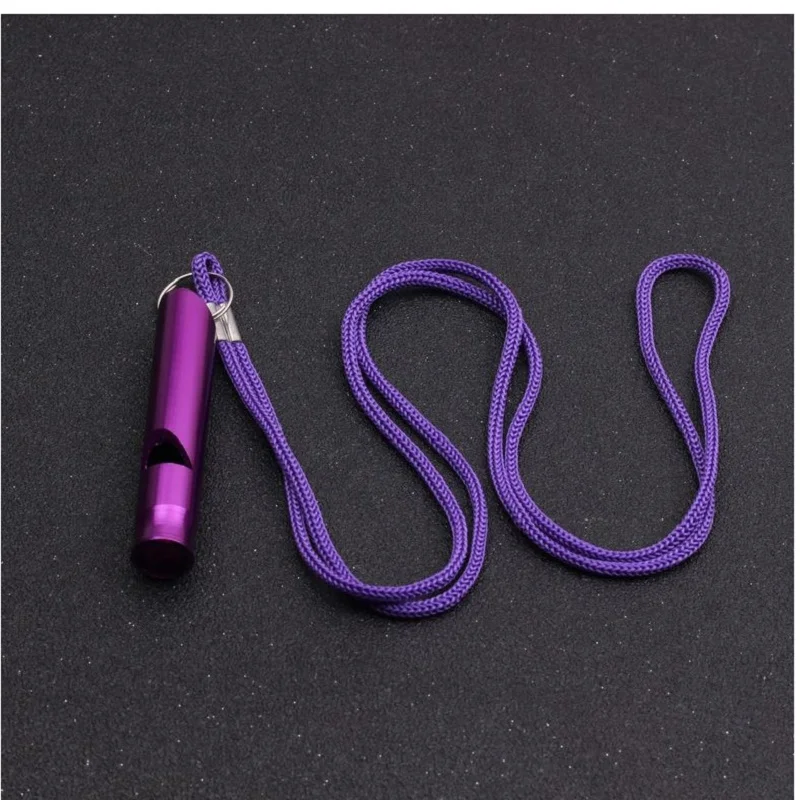 Outdoor Survival Whistle Aluminum Alloy Survival Whistle Referee Whistle With Rope
