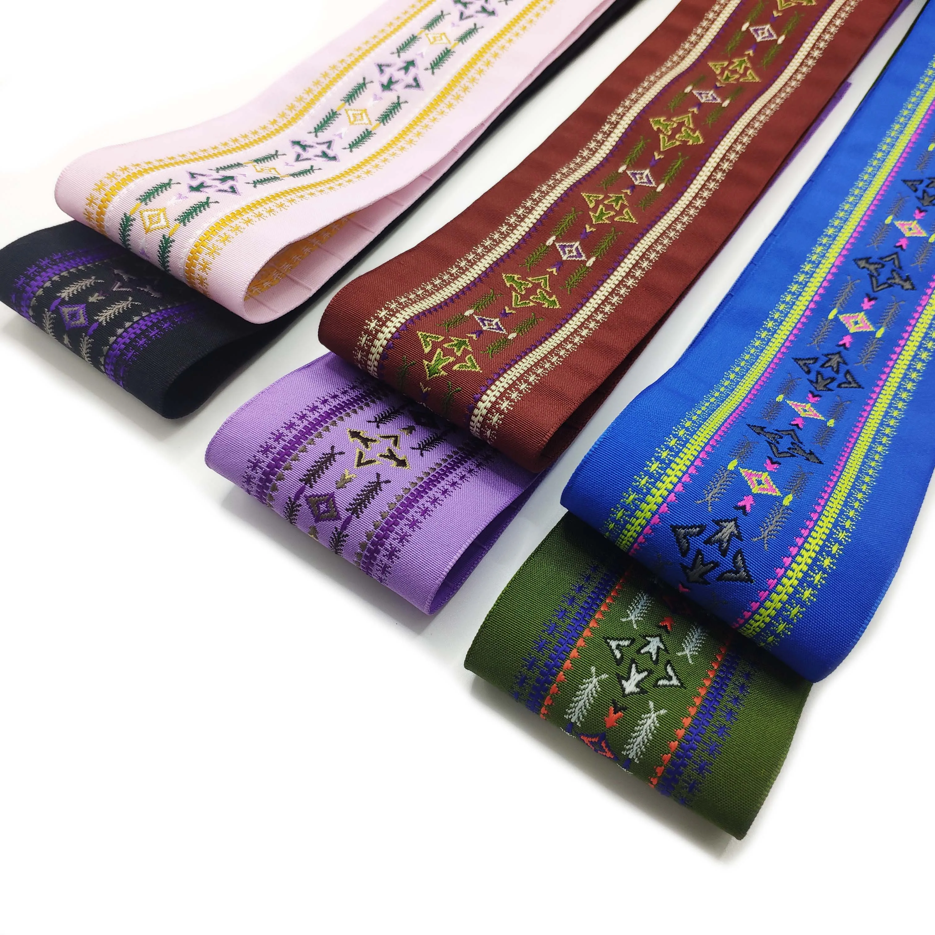 Пользовательские красочные 6,1 см высокой плотности этнический Ветер вышивка лямки 100% полиэстер жаккард