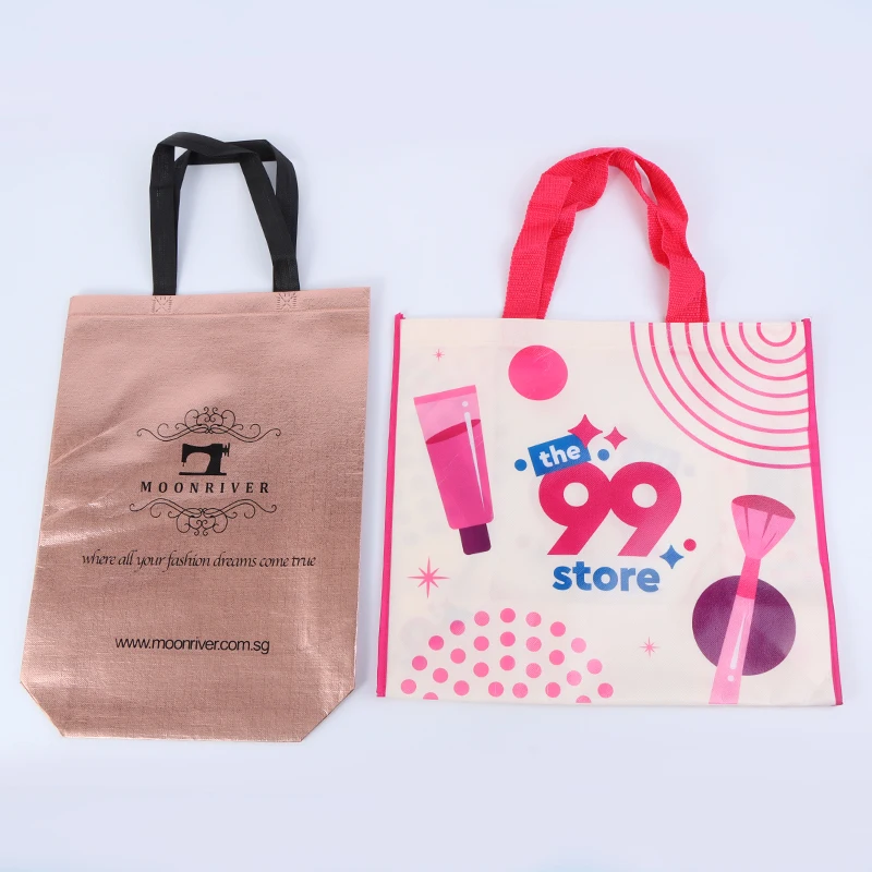 Customizable Color Printed Handheld Woven Canvas Bag Thickened Cartoon Design Featuring Logo Pattern Film Covering Shopping Bag