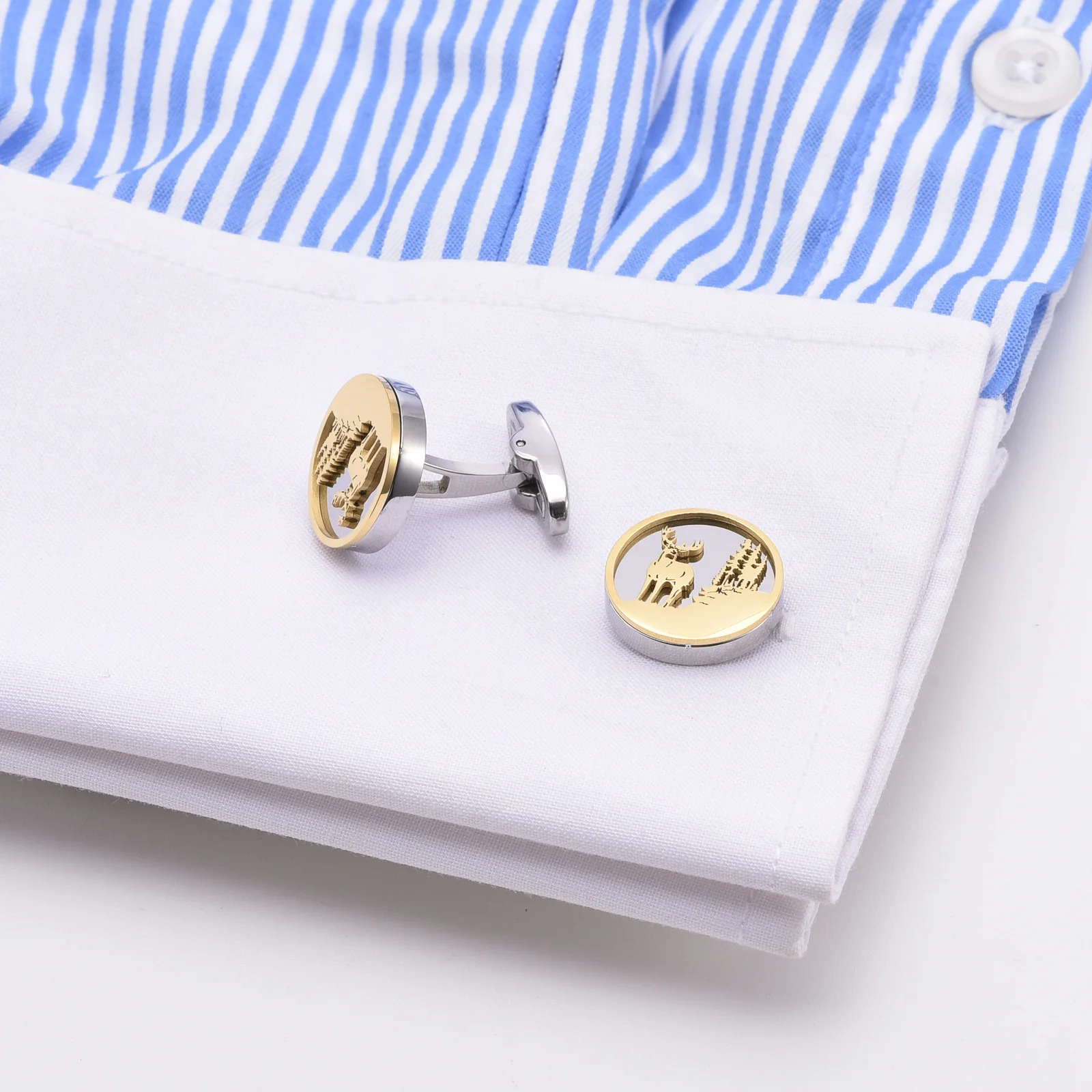 Stainless Steel Forest Moose Cufflinks Light Luxury Custom Blue Whale Cuff Link Shirt Cufflinks For Men