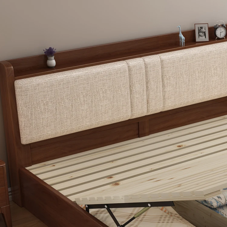 Современная нордическая обивка, кровати с укороченной платформой, с хранилищем, 1,8 и 1,5 метров, мебель для спальни, простая кровать, кровать из массива дуба