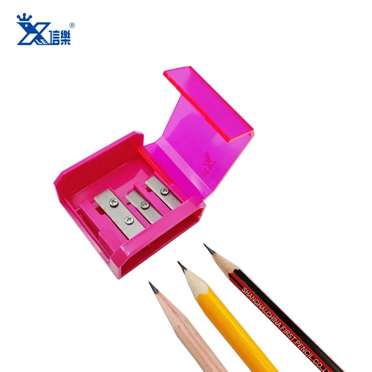 Top manufacturer custom logo fancy three holes pencil sharpener cutter transparent shell Pencil Sharpeners for office school