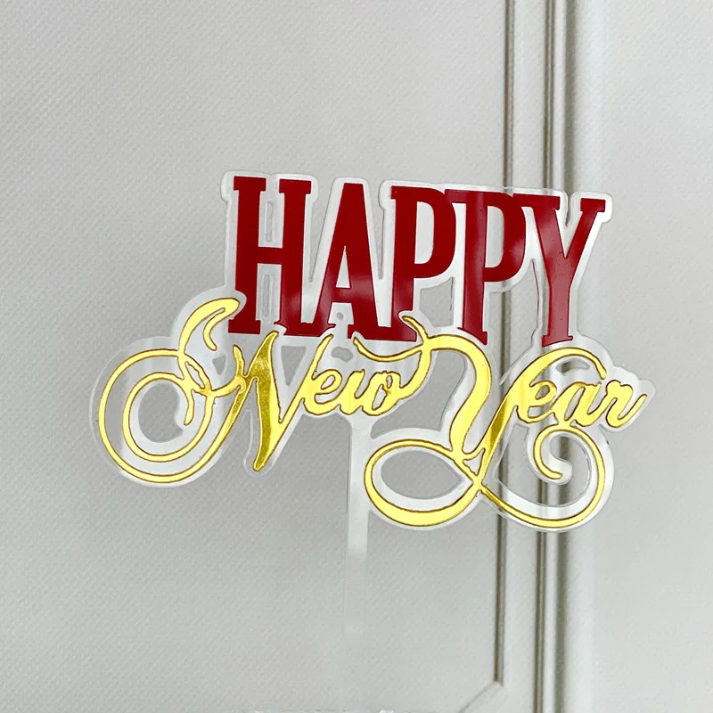 Christmas Acrylic Baking Supplies Cheers 2023 New Year Cake Topper Laser Fireworks Cake Decoration