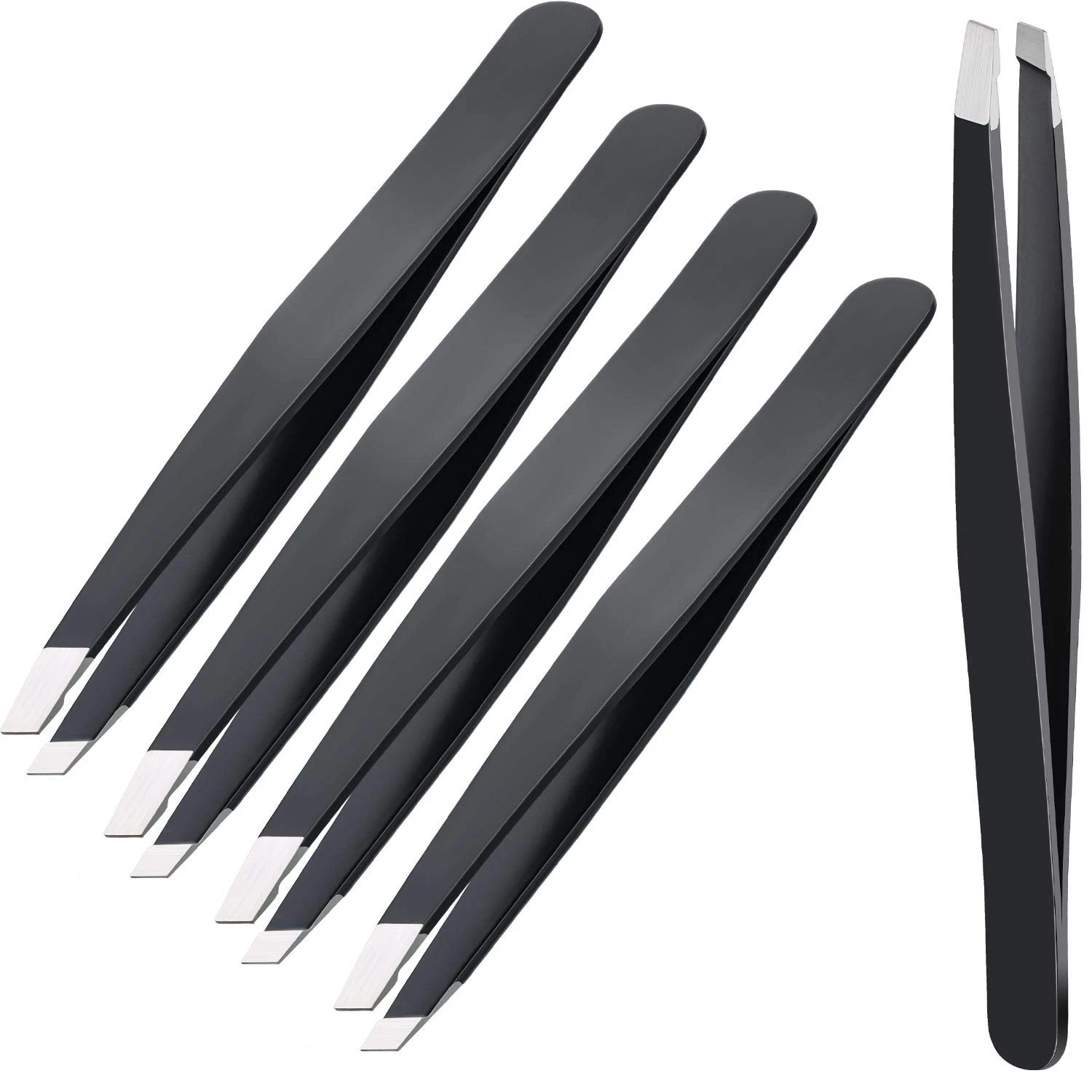 Precision Slant Tweezers for Women & Men - Professional Stainless Steel Tweezers for Eyebrows,Facial Hair & Ingrown Hair Removal