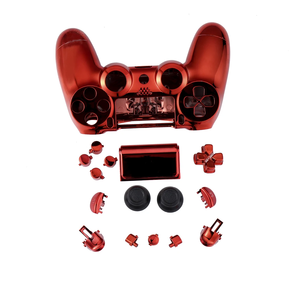 Manufacturer Game Repaired Part For Play Station 4 Chrome Front Back Shells With Full Set Button Kits For PS4 Controller JDM 040
