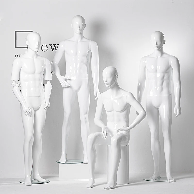 Wholesale Luxury Glossy White Fashion Manikin Dummies White Plastic Male Mannequin Full Body for Luxury Suits