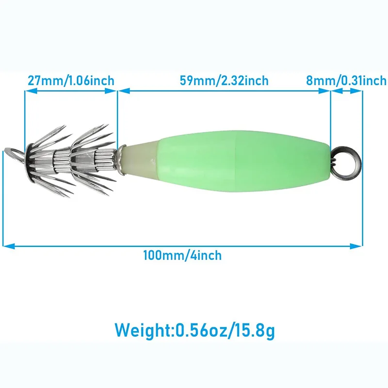 5pcs Luminous Squid Jig Hooks 12 Stainless Steel Needles Fluorescent Fishing Cuttlefish Sleeve Squid Jig Baits Night Fishing