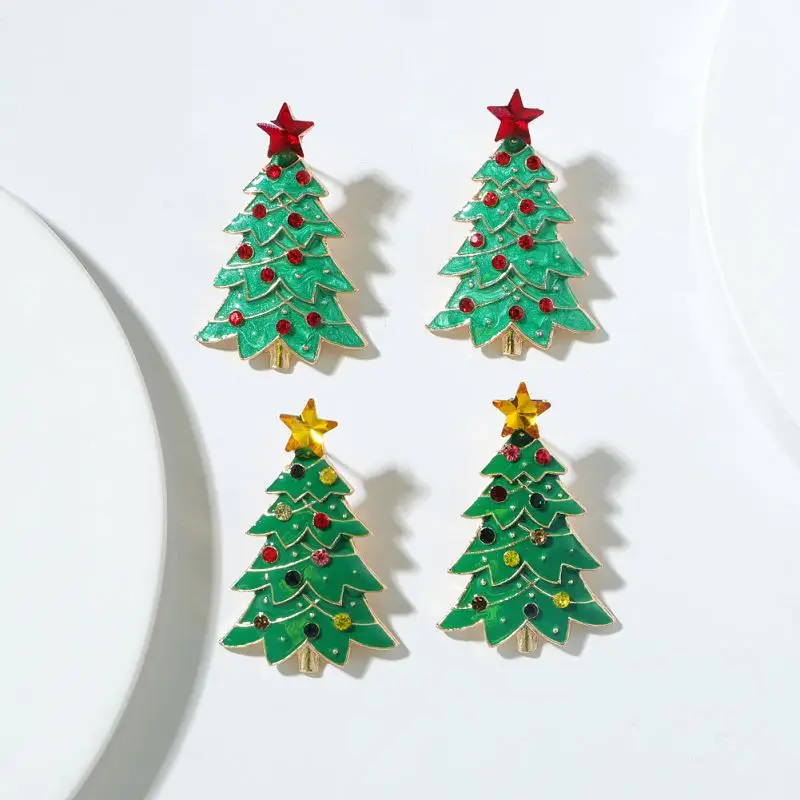 hot Star Products Hot Selling Wholesale Jewelry Gold christmas tree earrings christmas santa bell reindeer tree earrings women