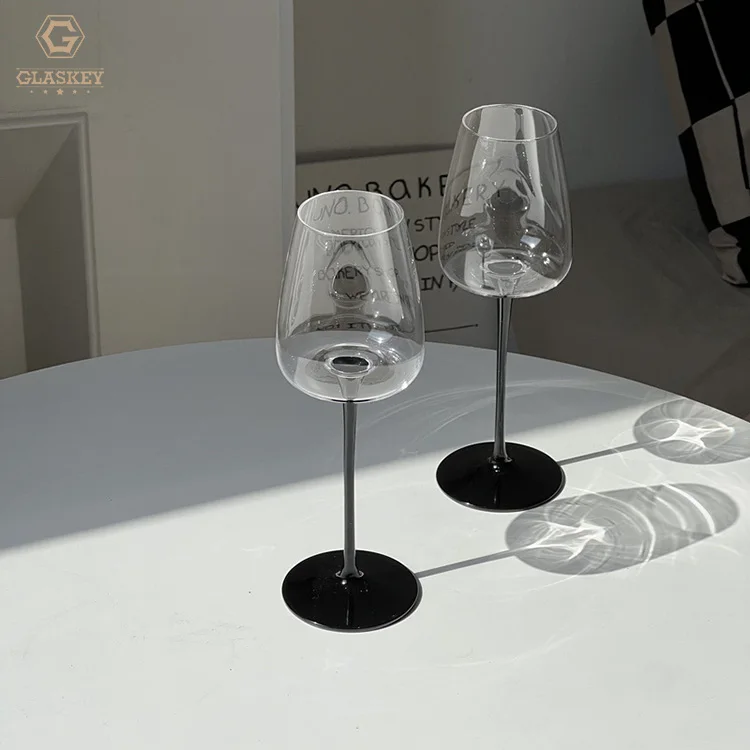 Wedding Party Hot Popular Black Stem Red Wine Glass Crystal Glass Tumbler Goblet Vintage Wine Glass