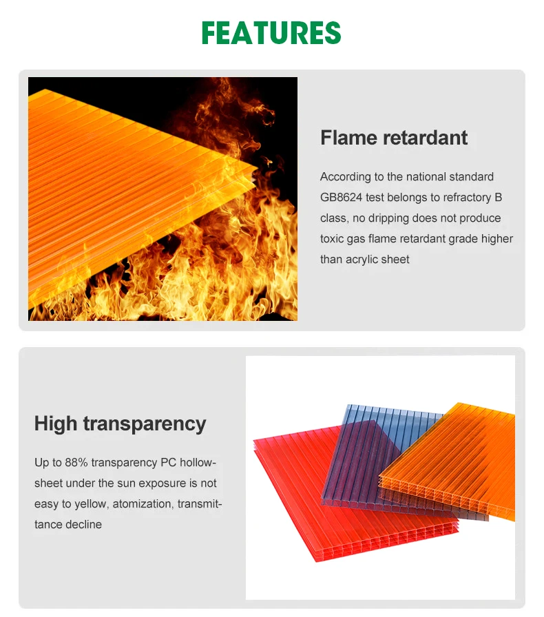 2mm 4mm 6mm 8mm 10mm 12mm 14mm 16mm cellular polycarbonate hollow sheet