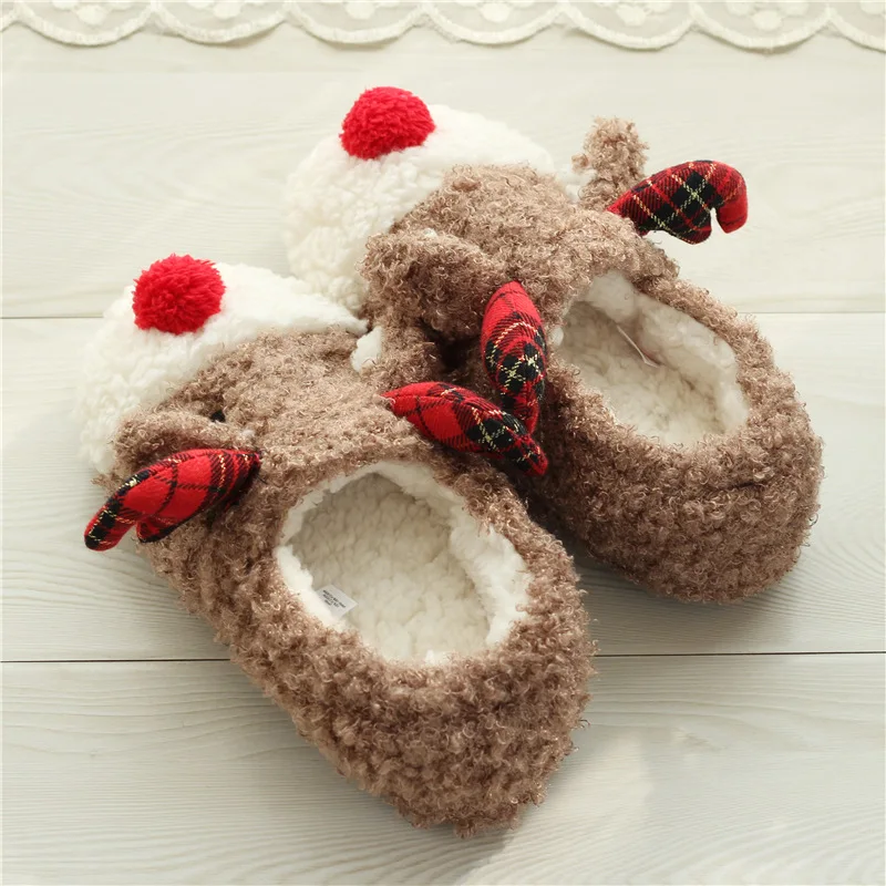 Cuddly christmas slippers for children home christmas reindeer slippers cute reindeer slippers christmas gift