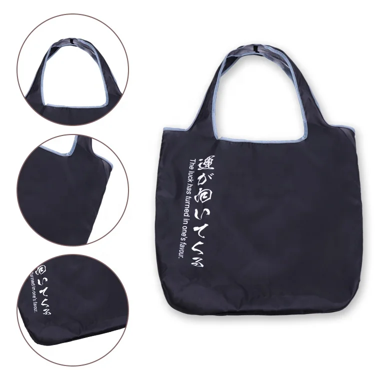 Wholesale Customized Recycling Eco-Friendly Handbags Portable Waterproof Polyester  Reusable Folded Shopping Bag  for Women