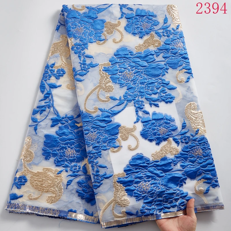 2021 High Quality African Lace Brocade Jacquard Fabric Lace 5 Yard French Brocade Bridal Fabric For Dress Nigerian Party 2394