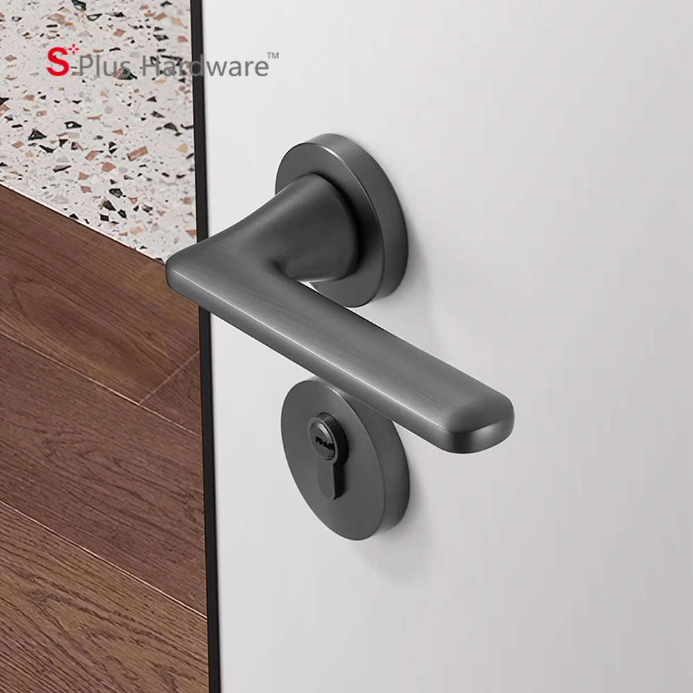 Gold Zinc Alloy Modern Cylinder House High Security Set Wooden  Handle Door Lock Design