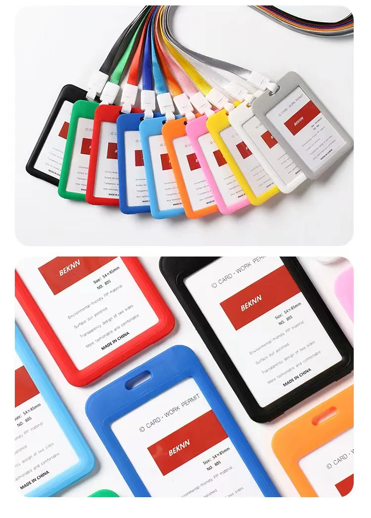 Staff ID Card Protector Manufacturer Two Faced Card Holder With Lanyard