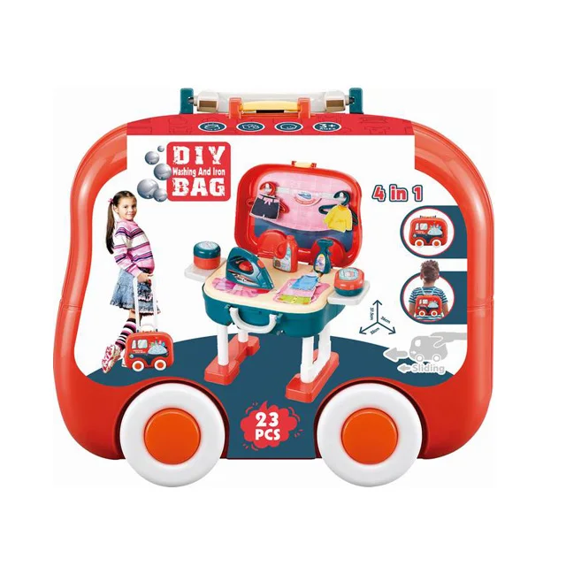4 IN 1DIY backpack bag car suitcase table cleaning tool set toys 36PCS  kids cleaning toys for girls