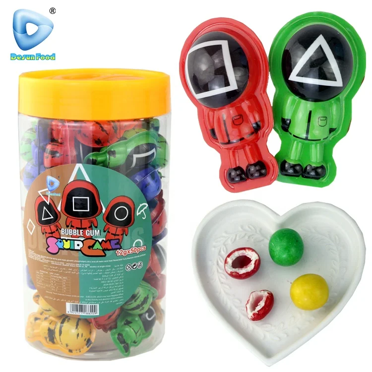 China Wholesale Cartoon Ball Bubble Gum Fruit Jam Filled Bubble Gum