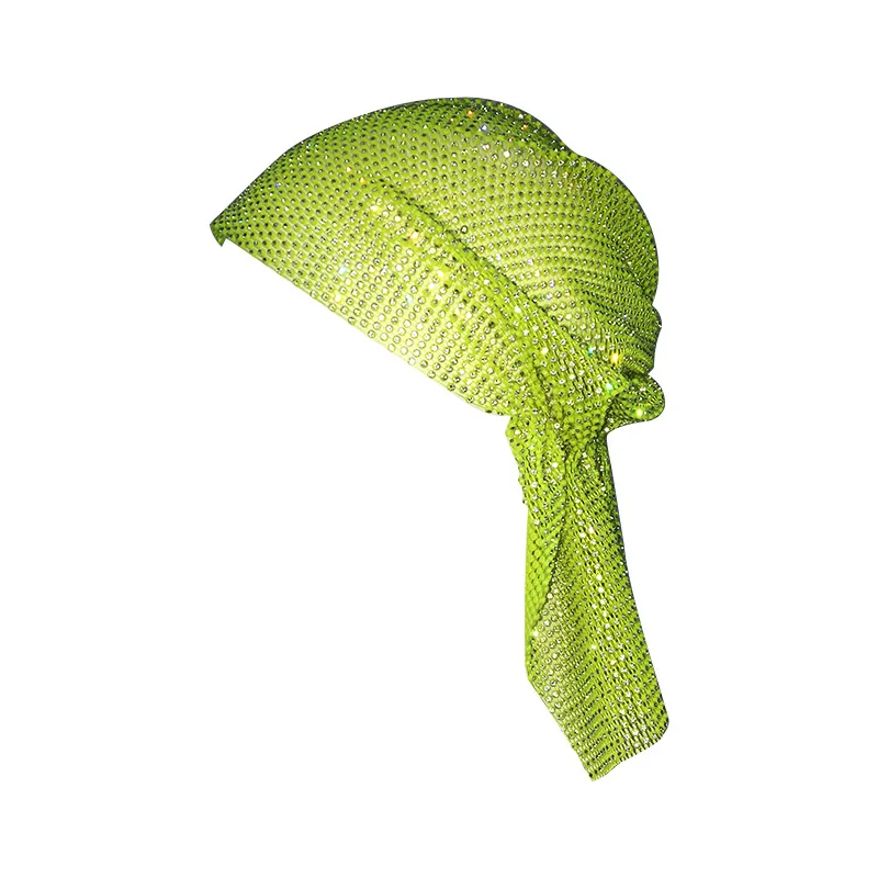 Outdoor Bling Veil Hat Mesh Headband Fashion Crystal Nightclub Party Women Girls Fishnet  Rhinestones Bandana Rave Accessories