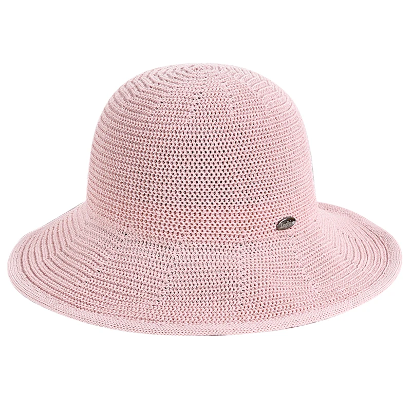 Fisherman Breathable Face-covering Japanese Dome Milk Silk Knitted Bucket Hat Female Straw Custom Design Hats Straw Summer Hats