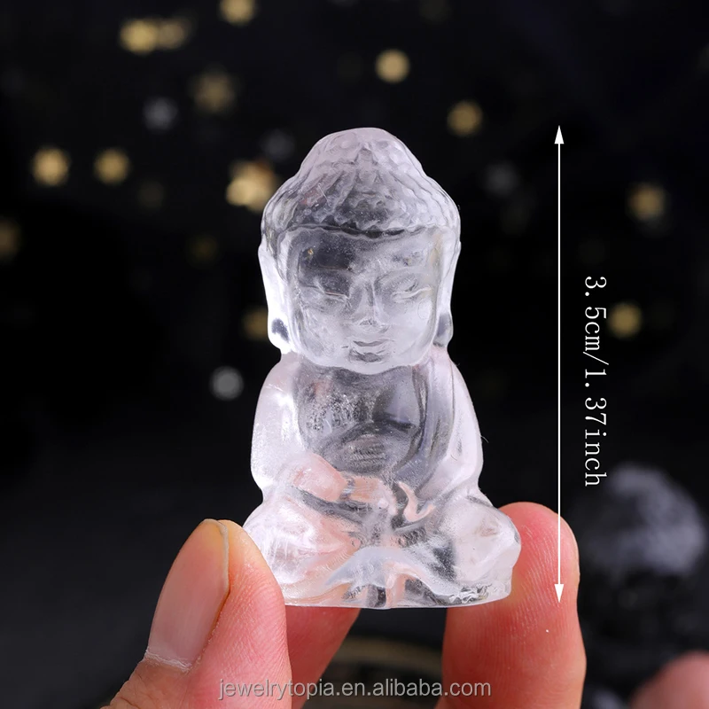 Carved Natural Jade Gem Small Stone Resting Buddha Statue Mini