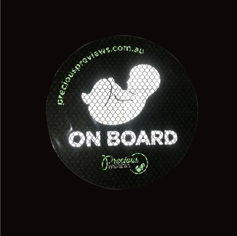 custom die cut baby on board safety caution sign adhesive waterproof printed reflective vehicle car signs kids warning sticker