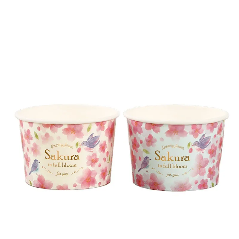 Recycled material Paper custom logo printed eco friendly food grade 16 ounce ice cream cup containers for ice cream