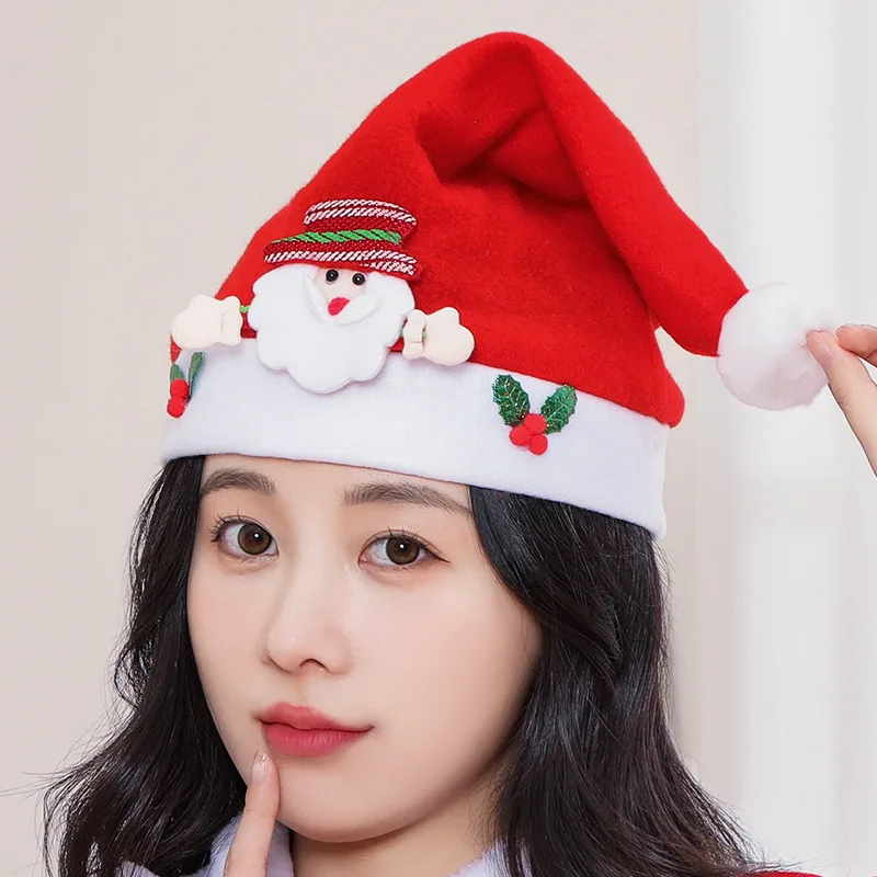 Рождественское украшение Syh1014 фетровая детская Рождественская шапка шляпа Санта-Клауса со светом