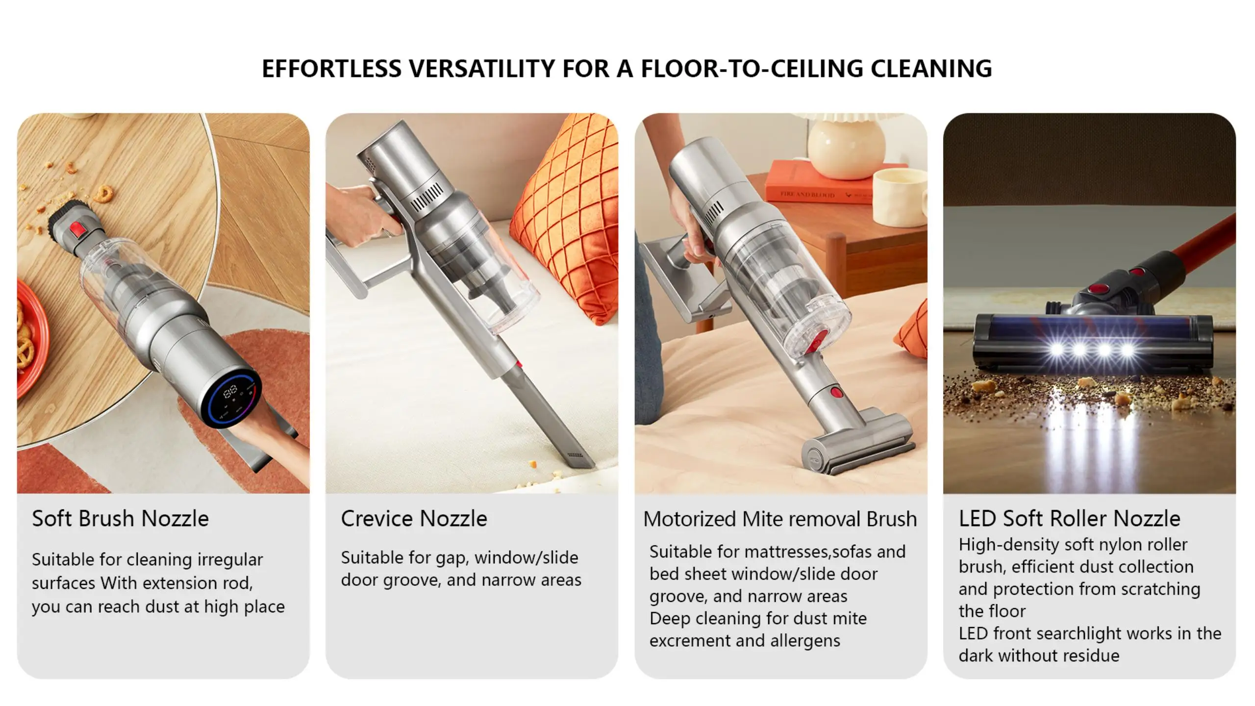 VC205 Smart intelligent led display screen carpet floor cleaning stick hand held vacuum cleaner robot wireless for home and car