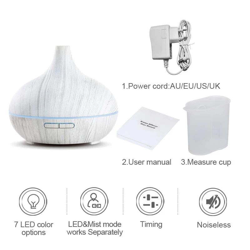 Hot 550ml Wood Grain oil diffusor Aroma Essential Oil Diffuser Wooden Ultrasonic fragrance Air Humidifier with remote control