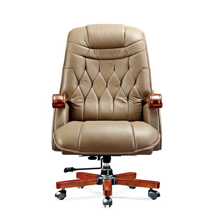 
High quality boss chair brown geniuen leather luxury wooden executive bent wood ceo office chair 