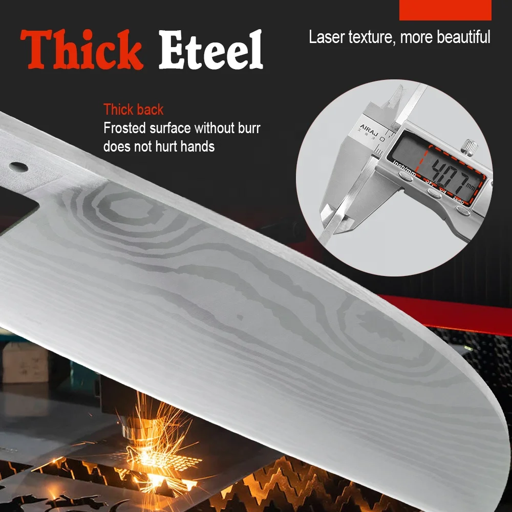 6.65 inch Butcher Knife Accessories DIV Stainless Steel Blade Classic Damascus Laser Pattern Knife Blade Blank without Handles