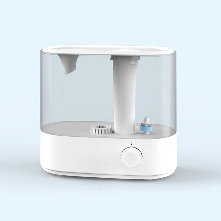 Cool mist Silver ion filter 360 double Nozzle Knob control top fill design Transparent water tank 4L household humidifier
