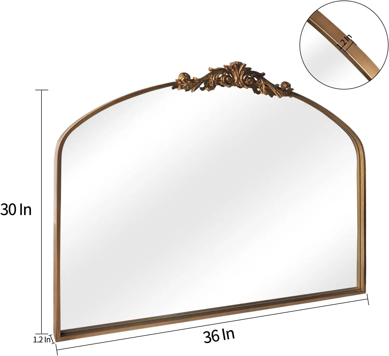 Room Decor Arched Whole Body Vintage Metal Wall mirror Unbreakable gold color Mirror for bedroom living room wall decoration