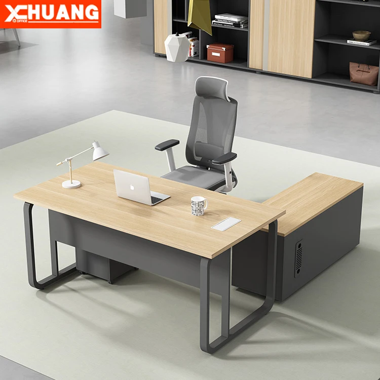 Manufacturer heat resistant MDF L type small executive office table with side cabinet