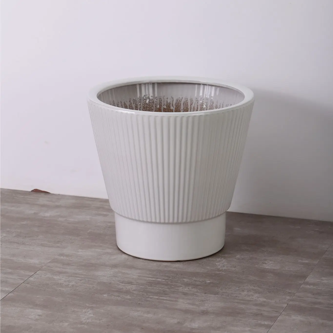 Sets 3 Cheap Custom Garden Decor Maceta Indoor Outdoor Succulent Pot White striped Planter Ceramic Flower Pots