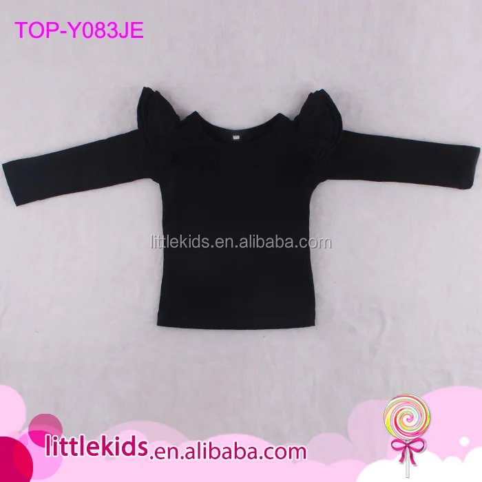 Autumn Baby Girls Long Sleeve T Shirts Three Cotton Layers Flutter Kids Top
