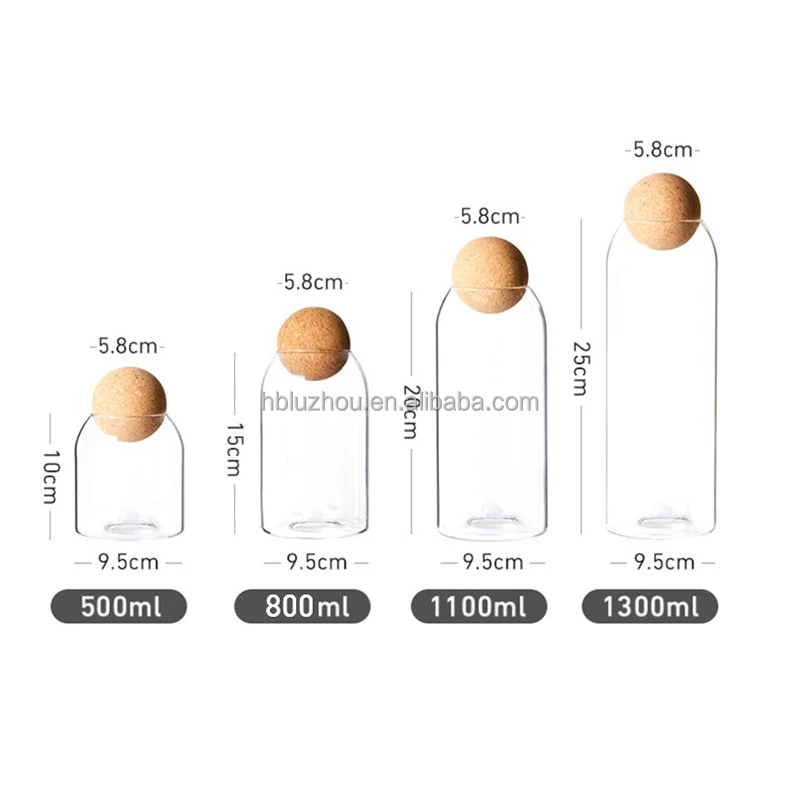 500ml home fragrance glasses empty scented wax vessels clear wood cork ball lids logo custom borosilicate glass bottle