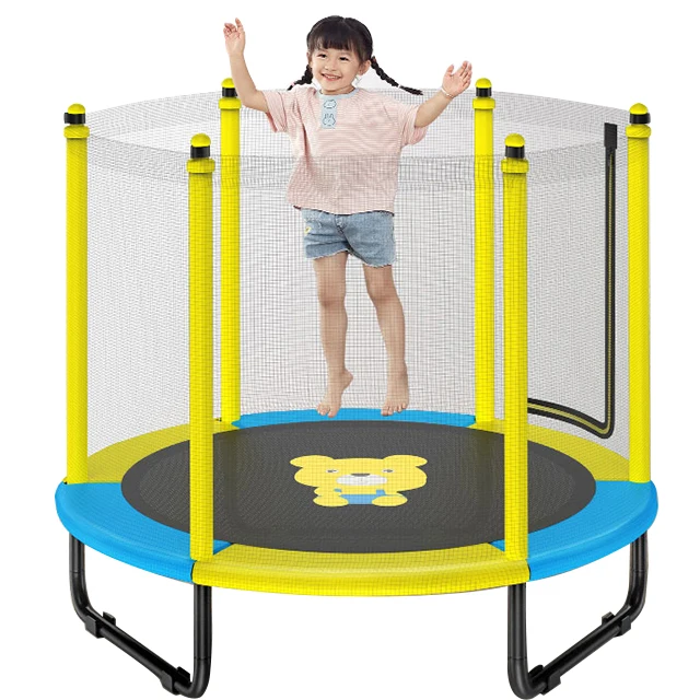 
OEM New Indoor Fitness Kids Trampoline Safety Round Jumping bed Mini Trampoline with protective net 