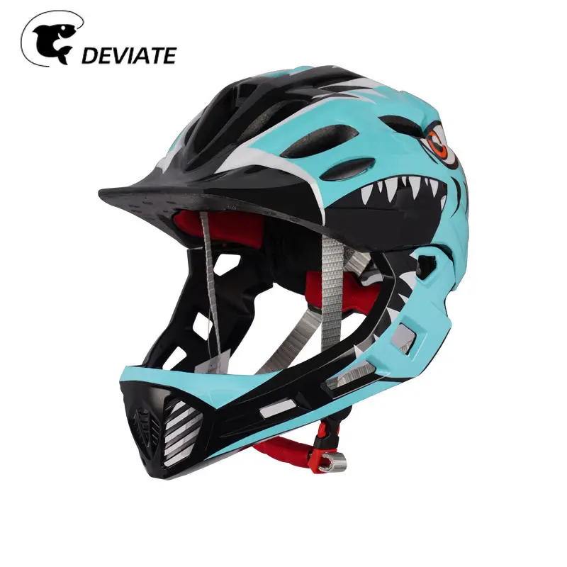 2024 ODM OEM Kids Blue Full Face Helmets Fashionable Downhill Off-Road Racing Motocross Bicycle Helmet for Boys and Girls