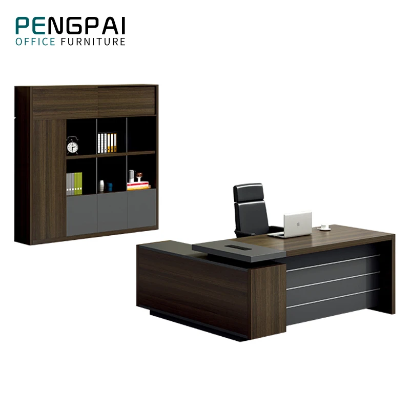 Pengpai l-shape office table modern office counter table design for sale office furniture set