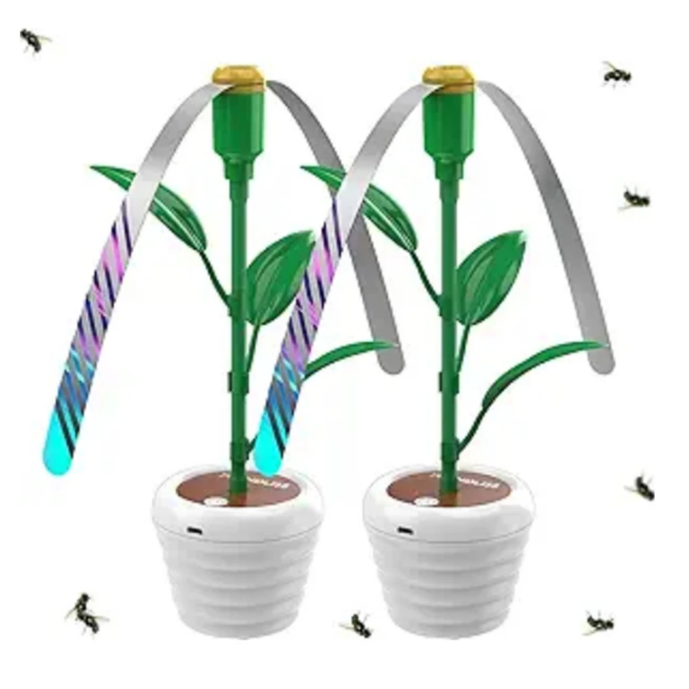 Creative Fly Table Top Bug Deterrent Fan Portable Outdoor Table Fly Fan USB Rechargeable with Holographic Blades Flies Fan