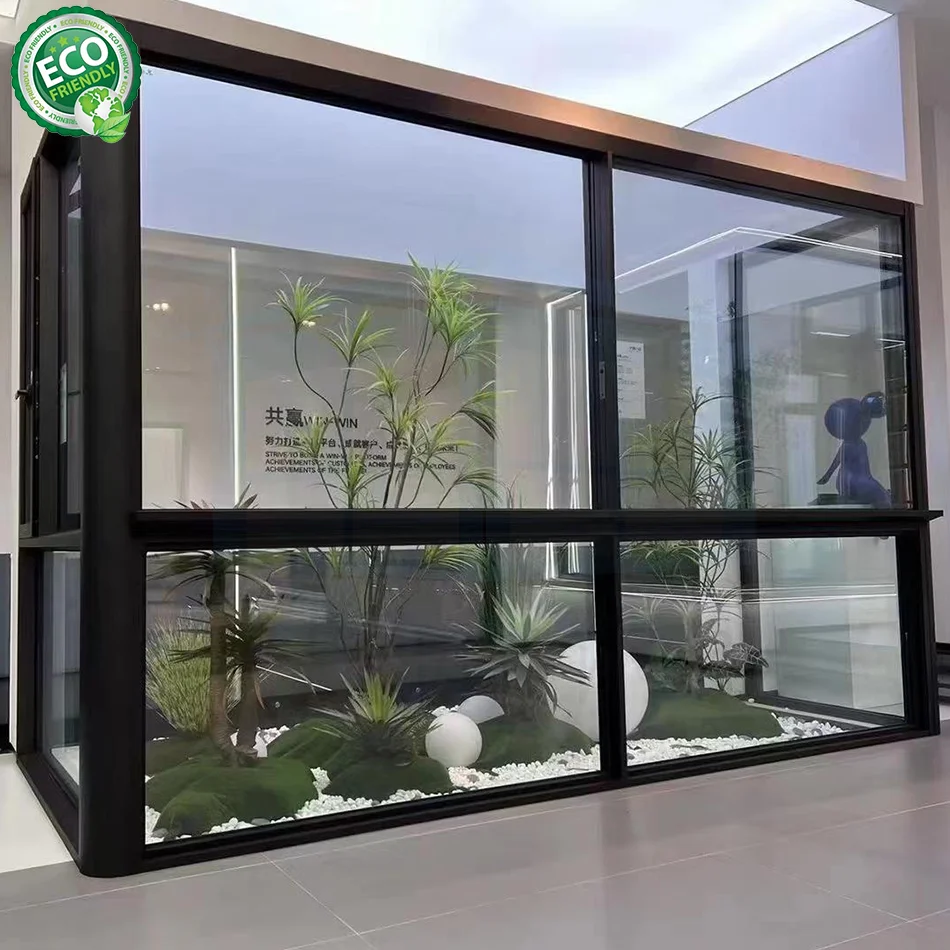 Ultra Slim 3 Track Sliding Window Interior Living Room,Aluminum Profile Sliding Glass Door And Windows