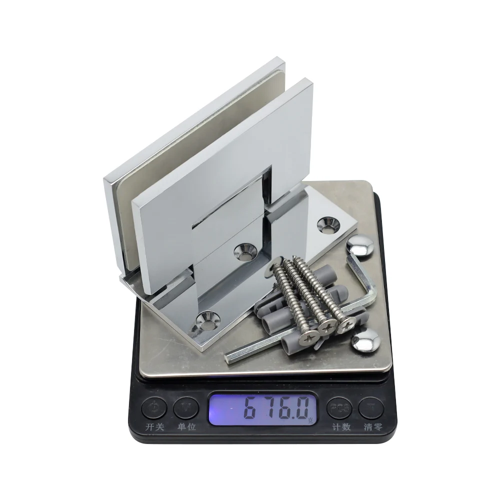 Heavy Duty Chrome Plated 90 Degree Glass To Wall Brass Shower glass Clamp  For Bathroom Shower hinge