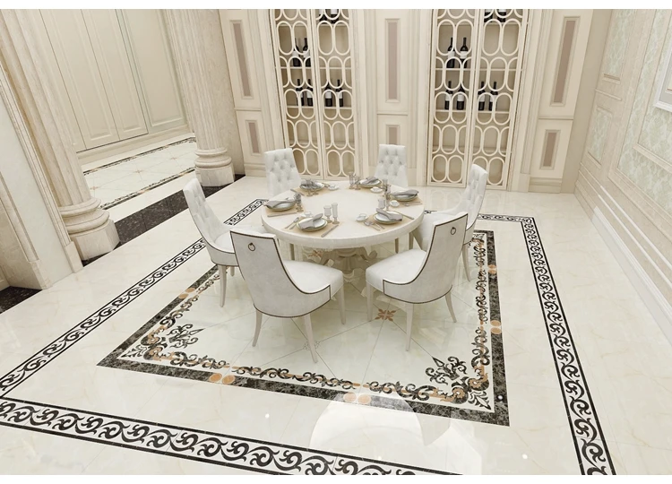 Hasin Large Quantity New Designs Popular Exterior Ceramic Floor Polished Crystal Carpet Puzzle Ceramic Tiles(4 in 1)